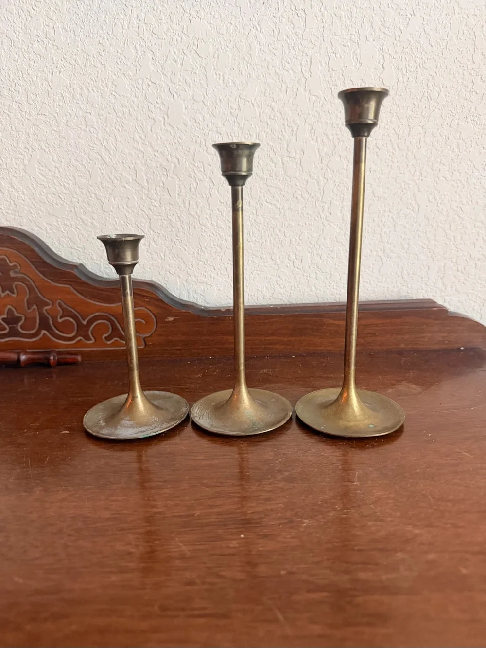 Brass Taper Candle Holders - Set of 3